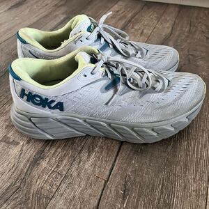 Hoka men’s Gaviota 4 Light Green and Gray Sneakers. 13D